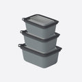 Stackable rectangular food containers for kitchen and refrigerator organization