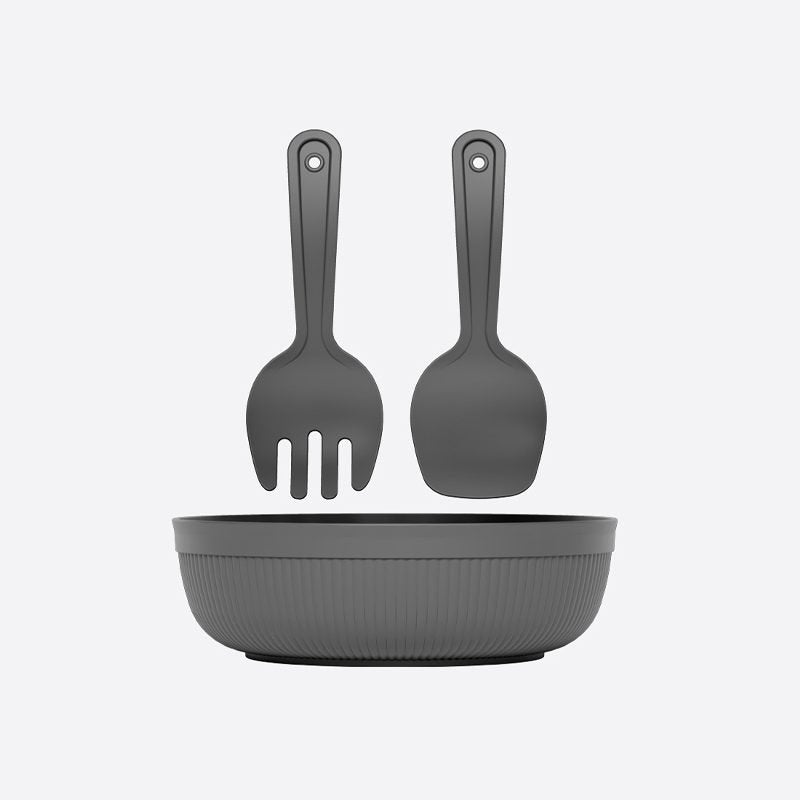 Round Salad Bowl with Cutlery.