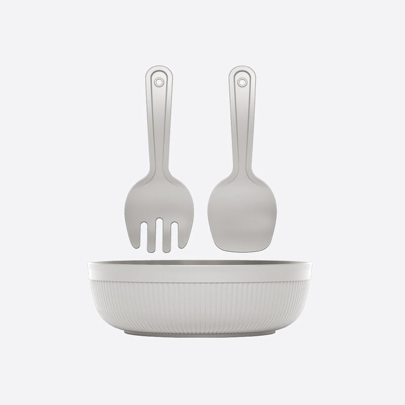 Round Salad Bowl with Cutlery.