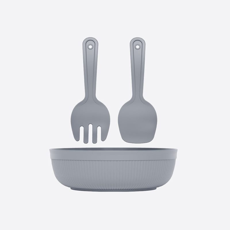 Round Salad Bowl with Cutlery.